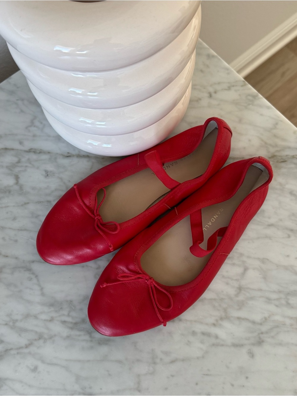 Loeffler Randall Leonie Women’s Red Ballet Flats with Ankle Strap - Picture 2 of 4